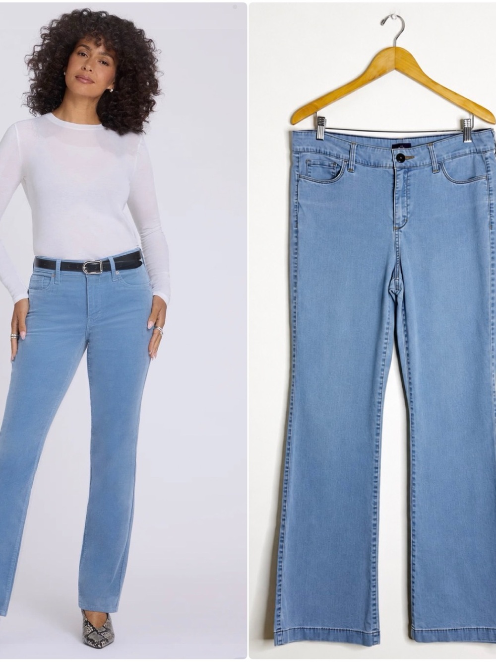 NYDJ Trouser Jeans Size 16 Light Wash Wide Leg Tencel Blend